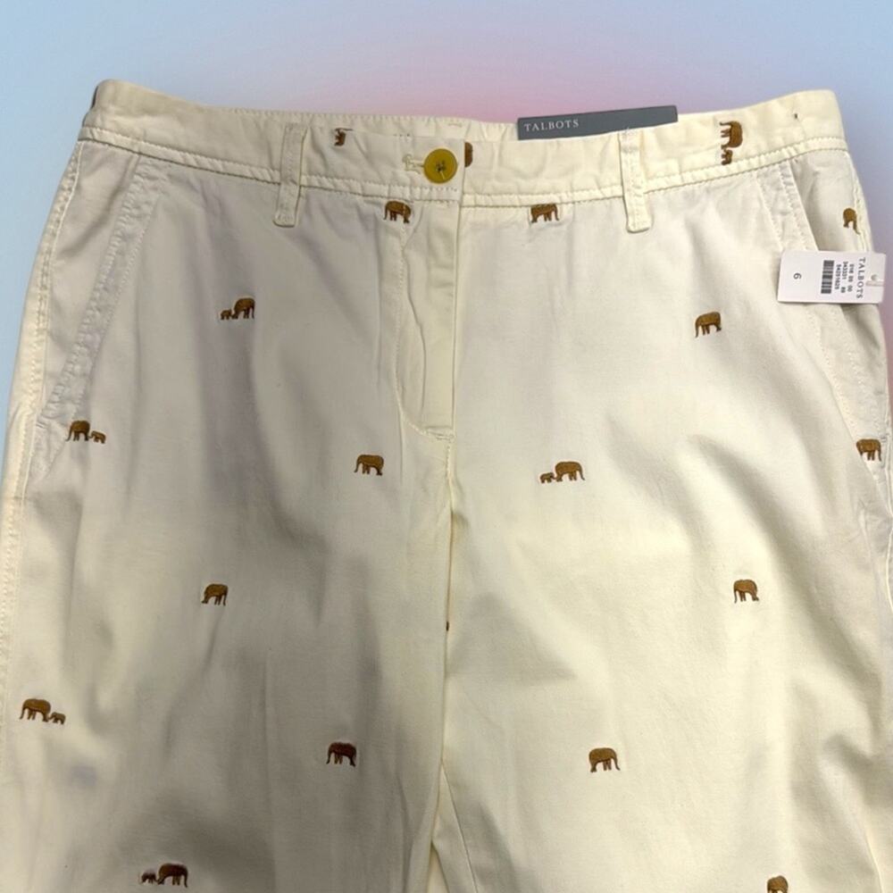 TALBOTS Women’s 6 Cream RELAXED ANKLE CHINO - Elephants